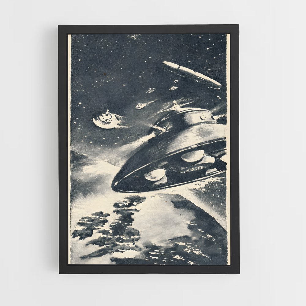 Poster Soucoupe Noire – affiche Espace rétro (vue 2)